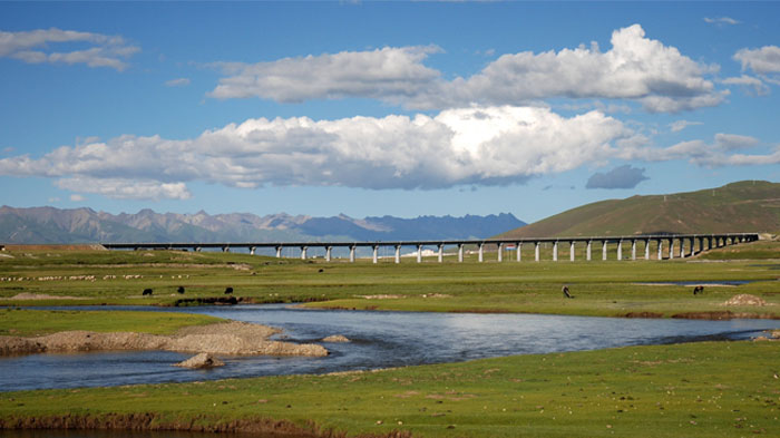 The breathtaking view along the famous Qinghai-Tibet Railway
