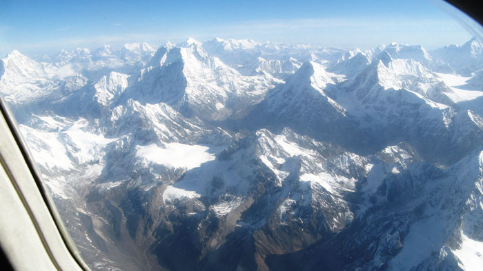Unbelievable Himalayan view seen from Kathmandu to Lhasa flight