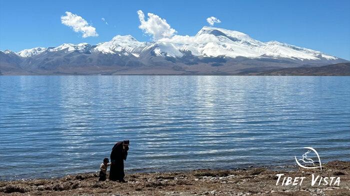 Namunani Peak and Lake Manasarovar from Serelung Monastery