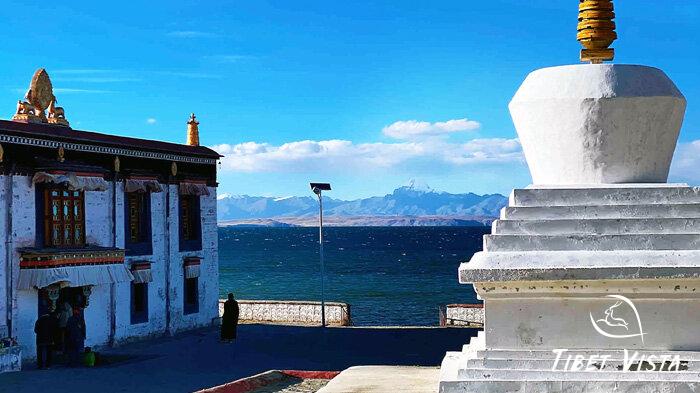 Kailash and Manasarovar from the lakeside monastery