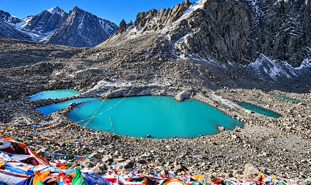 Gauri Kund Lake below Dolma La Pass on the Mount Kailash Kora
