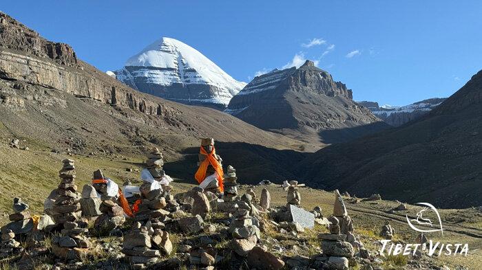 Mani stone pile on the sacred Mount Kailash