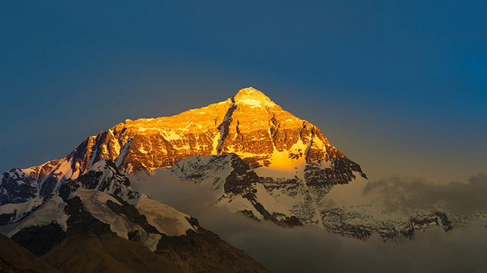 Sunset of the summit of Mount Everest