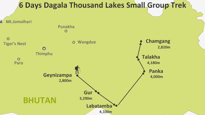 Dagala Thousand Lakes Trek Route Map