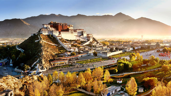 Sunrise over the picturesque Lhasa in April