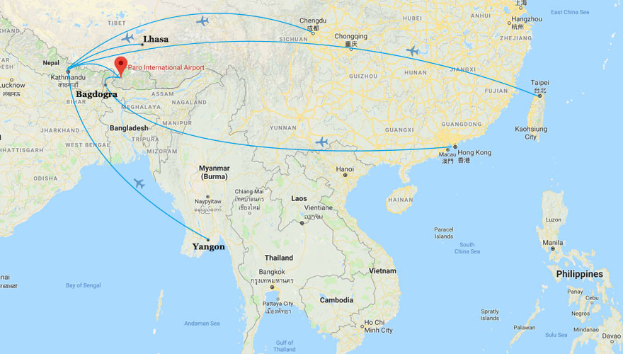 Asia to Bhutan Flight