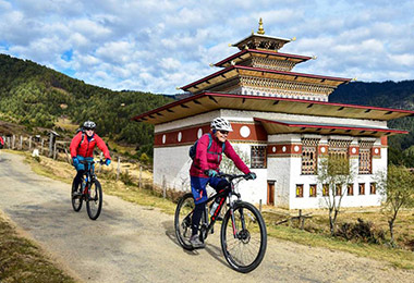  Biking along Smooth Road in Bhutan 