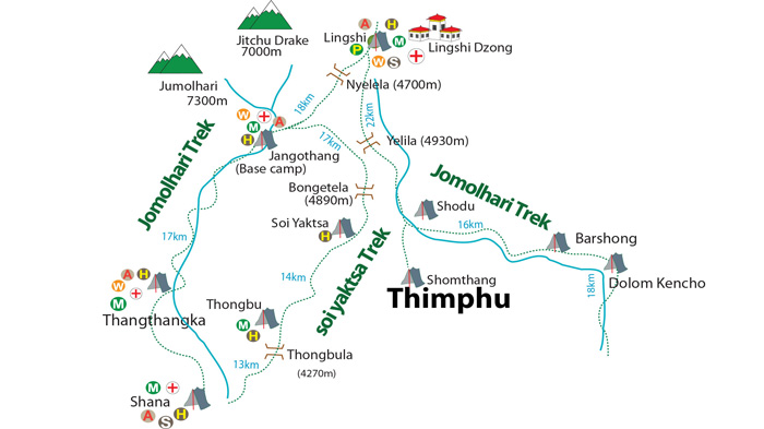 Route Map of Jomolhari Trek