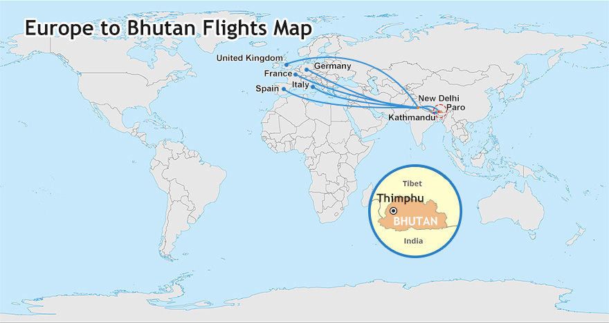 Europe to Bhutan Flight