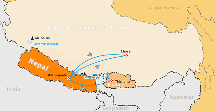 Tibet Bhutan flight via Nepal