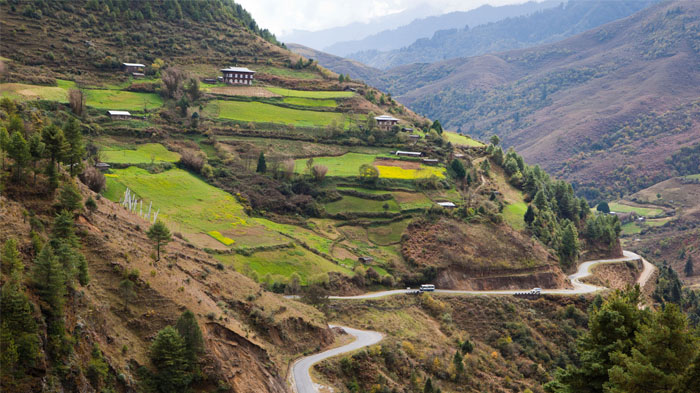 Winding road in Bhutan 