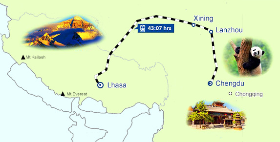 Chengdu to Lhasa Train Map
