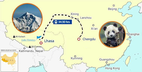 Chengdu to Lhasa Train Map