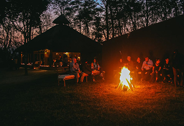 A warm bonfire in Chitwan National Park