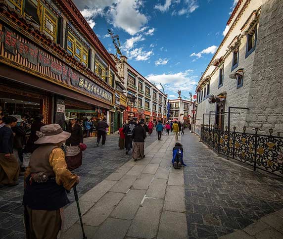 Traditional Tibetan Houses at the sides of Barkor Street