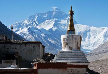 View of Mt.Everest from Rongbuk Monastery