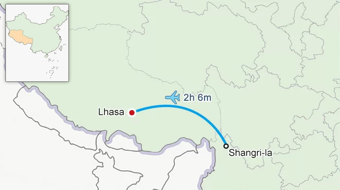 Shangri-la to Lhasa Flight