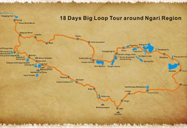 18 Days Big Loop Tour around Ngari Region  Map