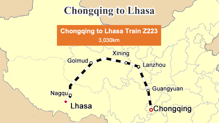 chongqing lhasa train map