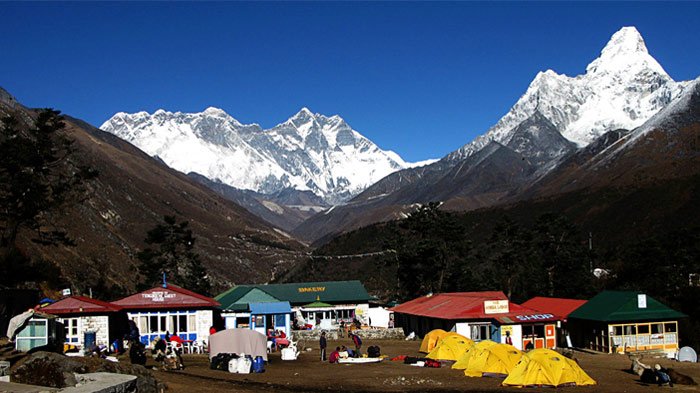 lodges for trekkers along the route to EBC in Nepal