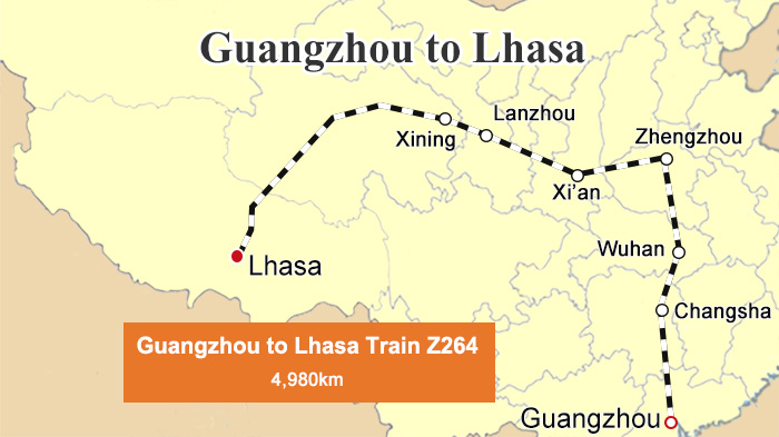 guangzhou lhasa train map