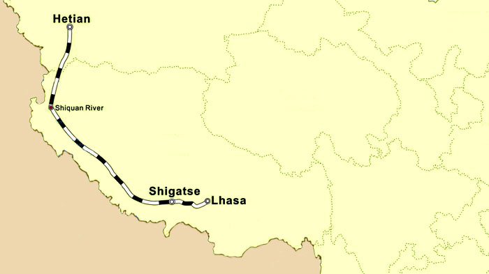 xinjiang tibet railway map