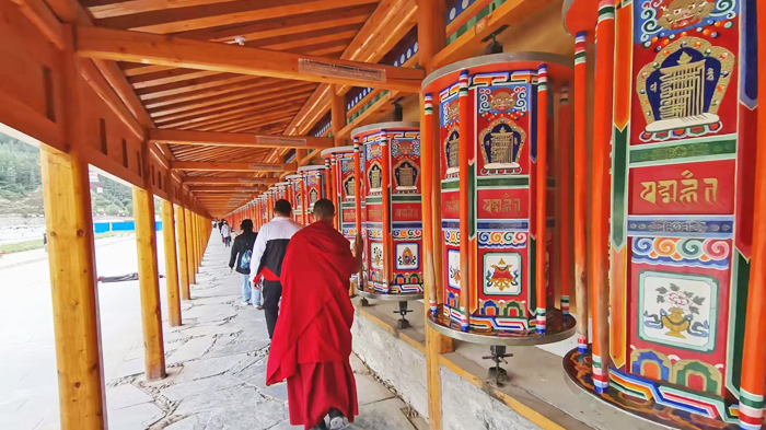 prayer wheels at the famous Labrang Monastery