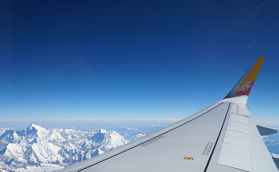 The Himalayas from the Flight to Bhutan