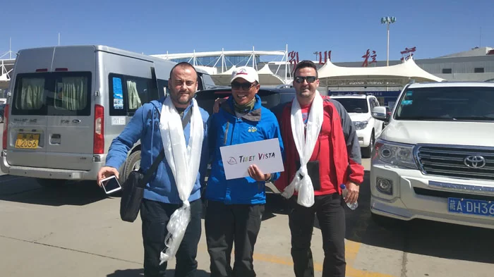 Our Tibetan guide greets visitors at Gongga Airport in Lhasa
