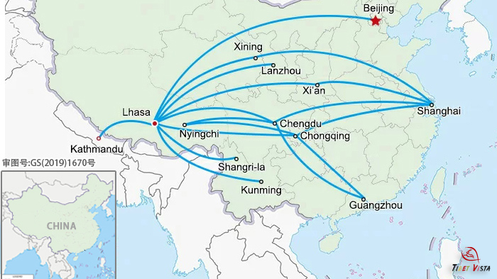 fly from major gateway cities in mainland China to Lhasa