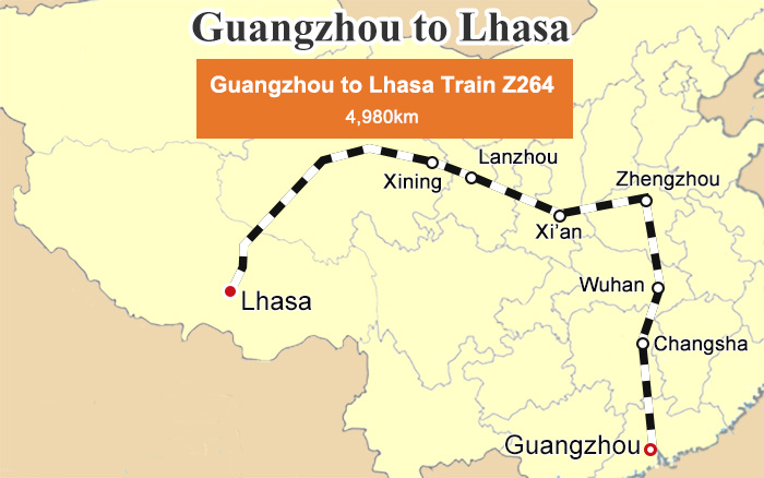 Guangzhou to Lhasa Train Route