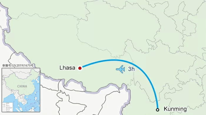 Easily take non-stop flights from Kunming to Lhasa