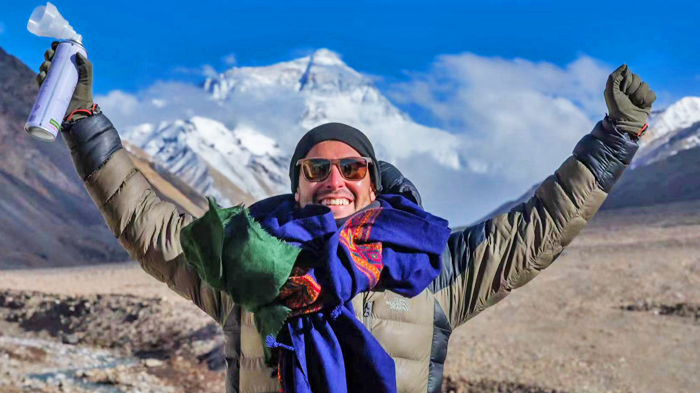 using oxygen supplies at the Tibet Everest Base Camp