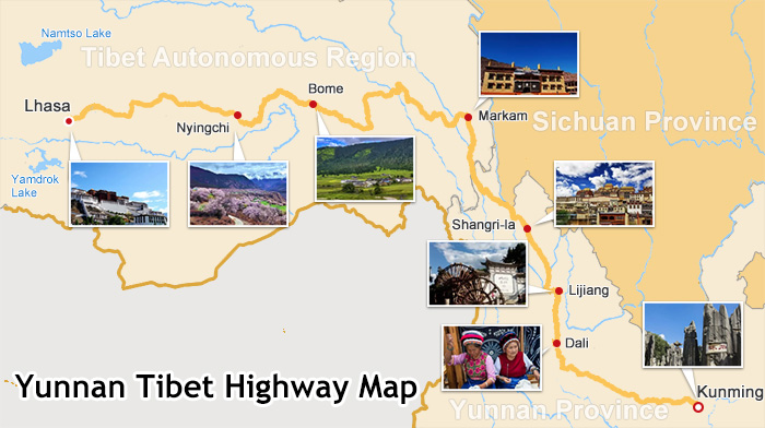 Yunnan Tibet Highway Map