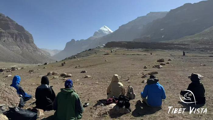 Our guests closely meditate before the sacred Mt. Kailash