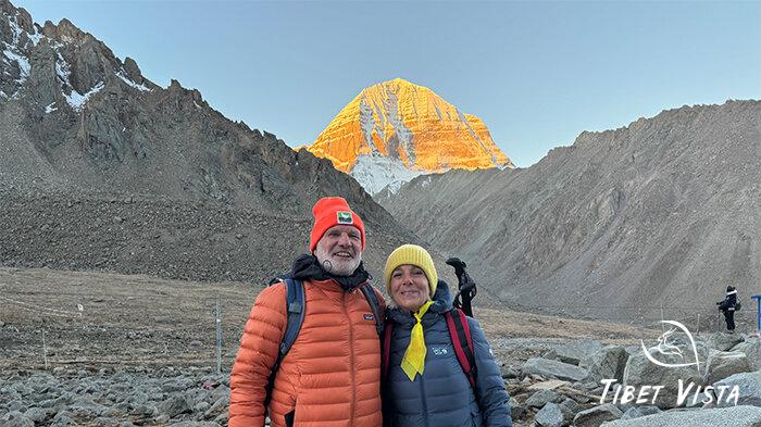 Golden sunset over the summit of Mount Kailash in Tibet