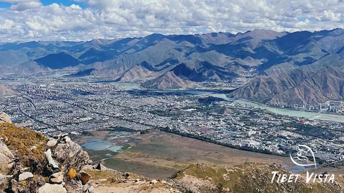 Panoramic view of Lhasa from the mountaintop at Drepung Monastery