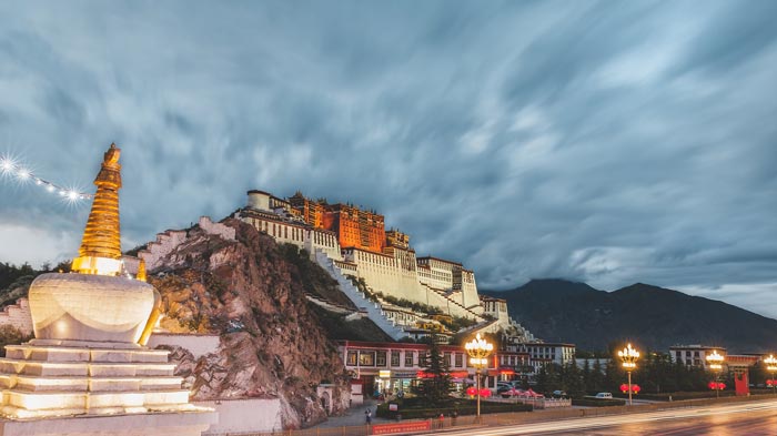 The night view of Potala Palace in Lhasa, Tibet