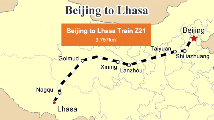Beijing Lhasa Train Map