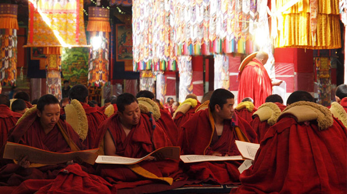 Monks in Ganden Monastery
