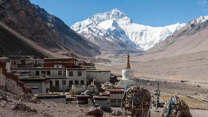 Mount Everest and Rongbuk Monastery