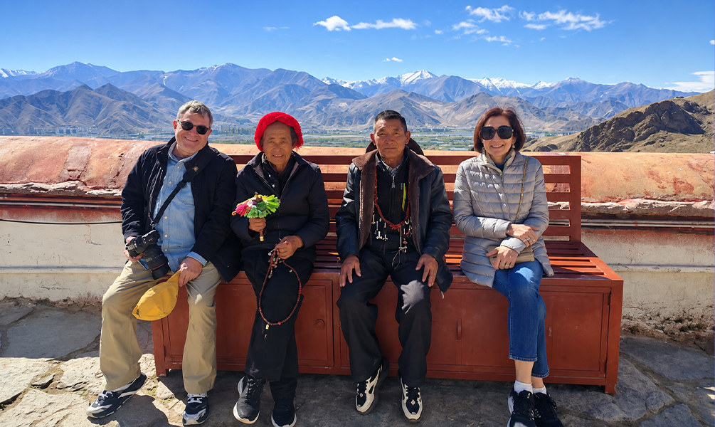 Travelers with Tibetan Locals in Lhasa