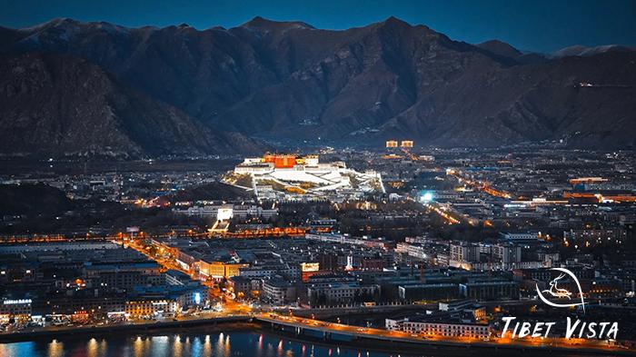 Night view of Potala Palace in Nanshan Park