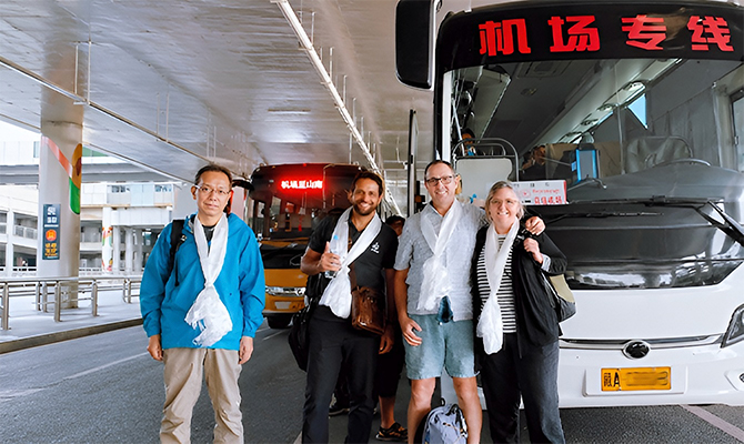 Welcome tourists at the airport