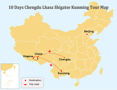 10 Days Chengdu Lhasa Shigatse Kunming Flight Tour