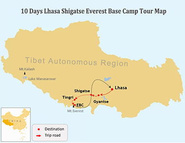 10 Days Himalaya Mountain Expedition Tour Map