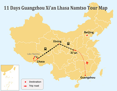 11 Days Guangzhou, Xi’an and Lhasa and Heavenly Namtso Tour by Train 