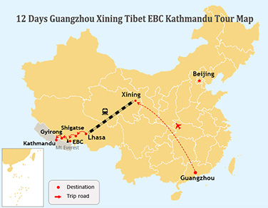12 Days Guangzhou, Xining and Lhasa, EBC, and Kathmandu Tour 