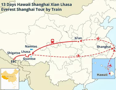 13 Days Hawaii Shanghai Xian Lhasa Everest Shanghai Tour by Flight and Train