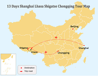 13 Days Shanghai Lhasa Shigatse Chongqing Flight Tour